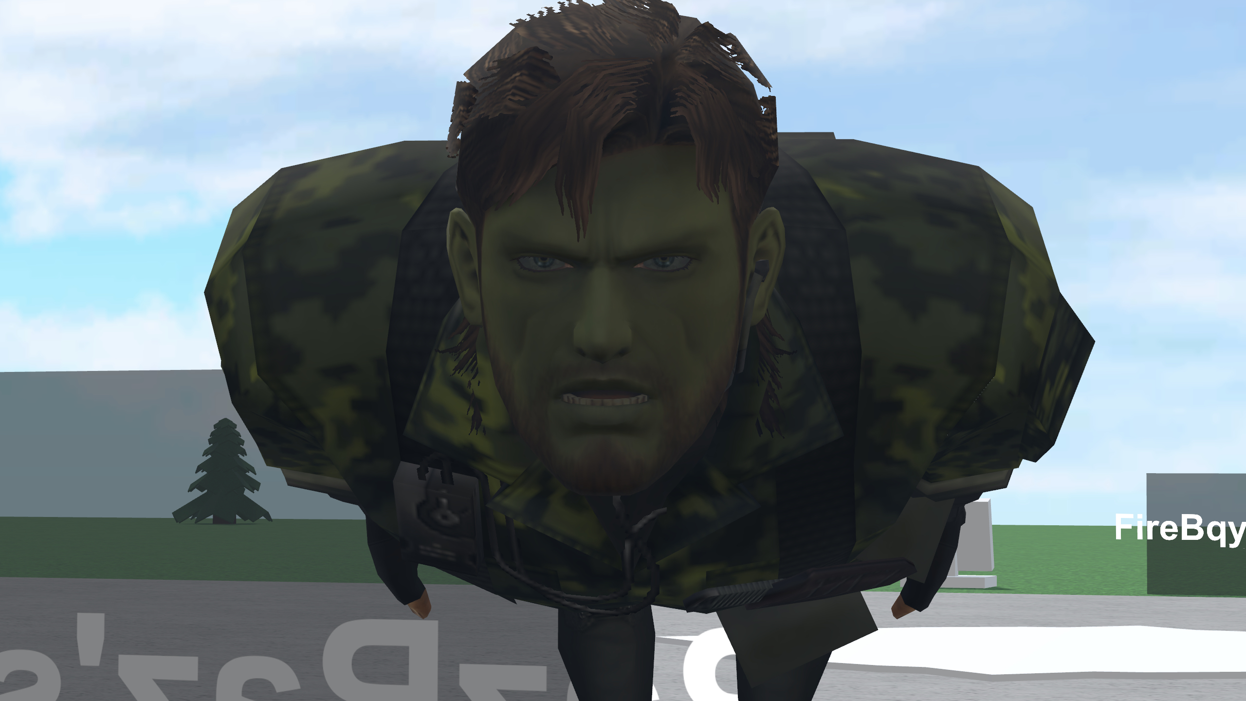 Naked Snake/Big Boss wearing green face paint and staring at the camera