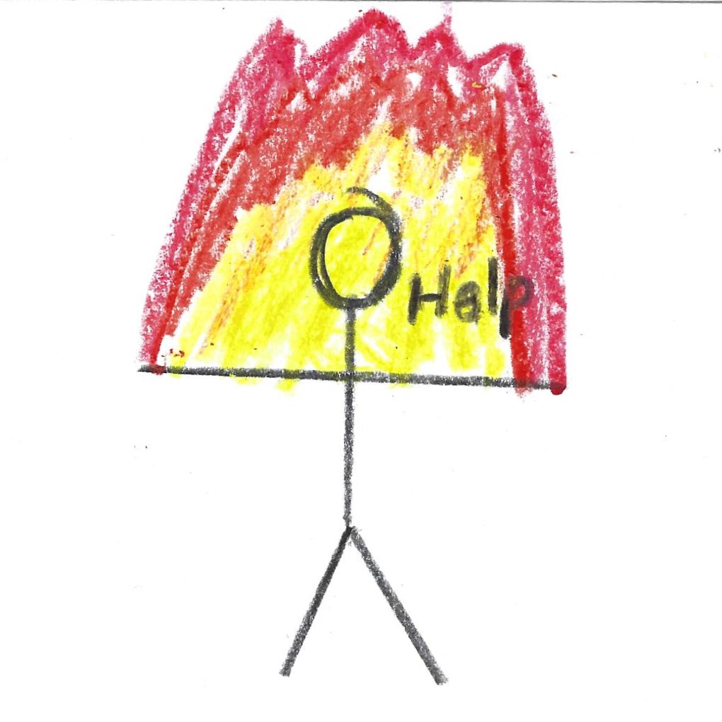 Drawing of a stick figure on fire that FireBqy uses as his profile image